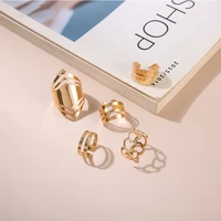 fashion heart geometric open rings leaf gold minimalist woman kunckle ring set bohemia 2021 trend girl party vintage jewelry