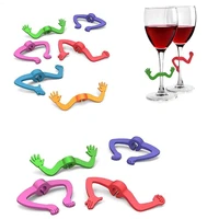 6 pcsset cute wine glass charm creative silicone gesture shaped wine glass marker wine charm decor accessories for party bar