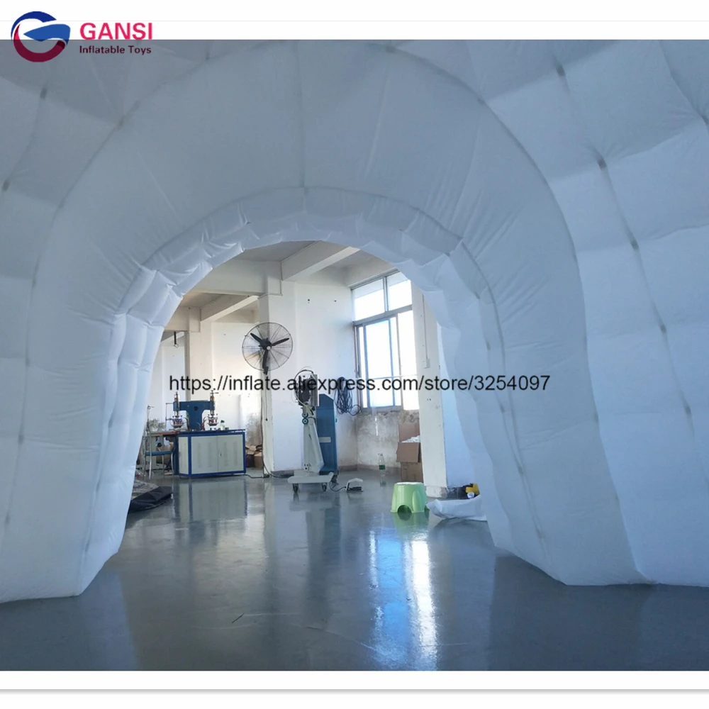 Бесплатная доставка белая надувная палатка igloo от двери до светодиодный