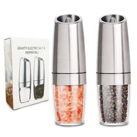 2021 stainless steel pepper mill electric gravity salt and pepper grinder operated automatic grinding mills with led light black