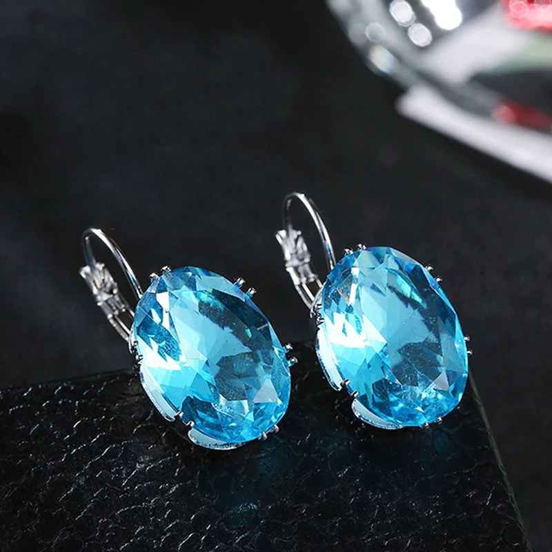 Женские серьги антиаллергенные большие синие круглые круглой формы с