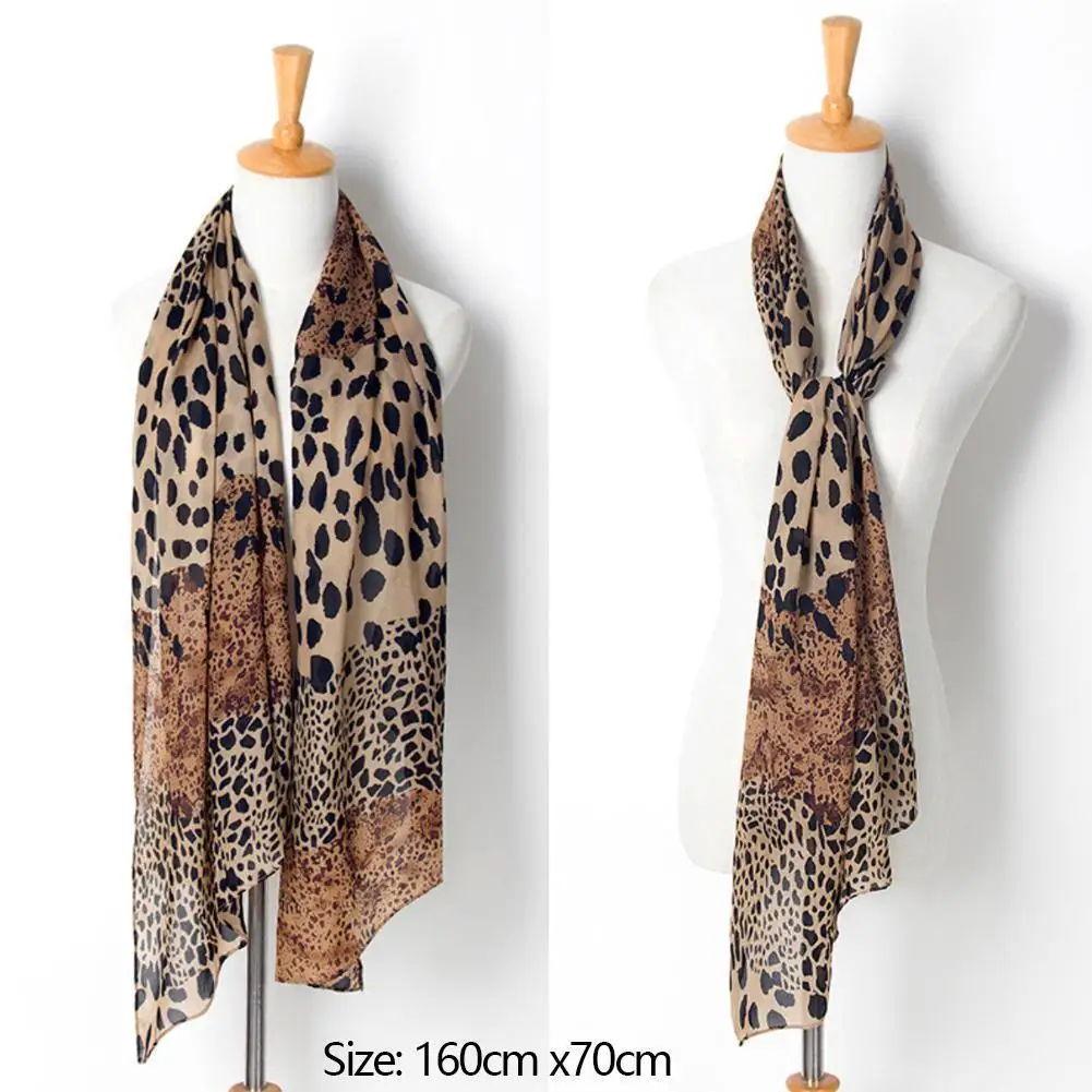 

Fashion Women Chiffon Scarf 150*48cm Thin Style Scarfs Leopard Print Shawls All-Match Long Scarves Best Party Gift
