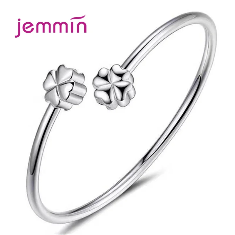 

Exquisite Luxury Lucky Bangle Real 925 Sterling Silver Open Bangles For Women Girls Fashion Wedding Silver Jewelry Bijoux