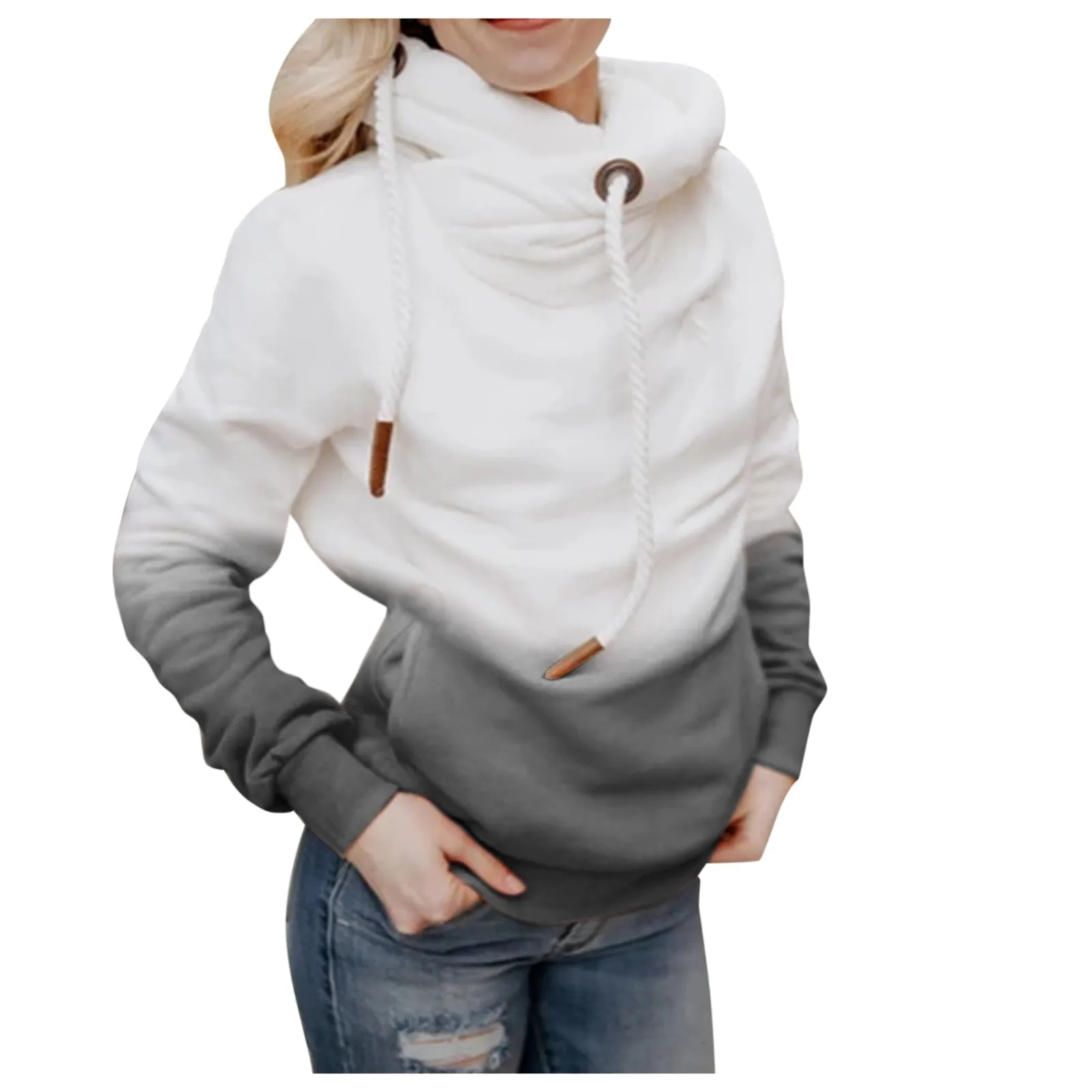 Women Autumn Winter Casual Gradient Color Hoodie Sweatshirt Pocket Pullover Tops Las Mujeres Sweetshirts Спортивный Костюм Женск