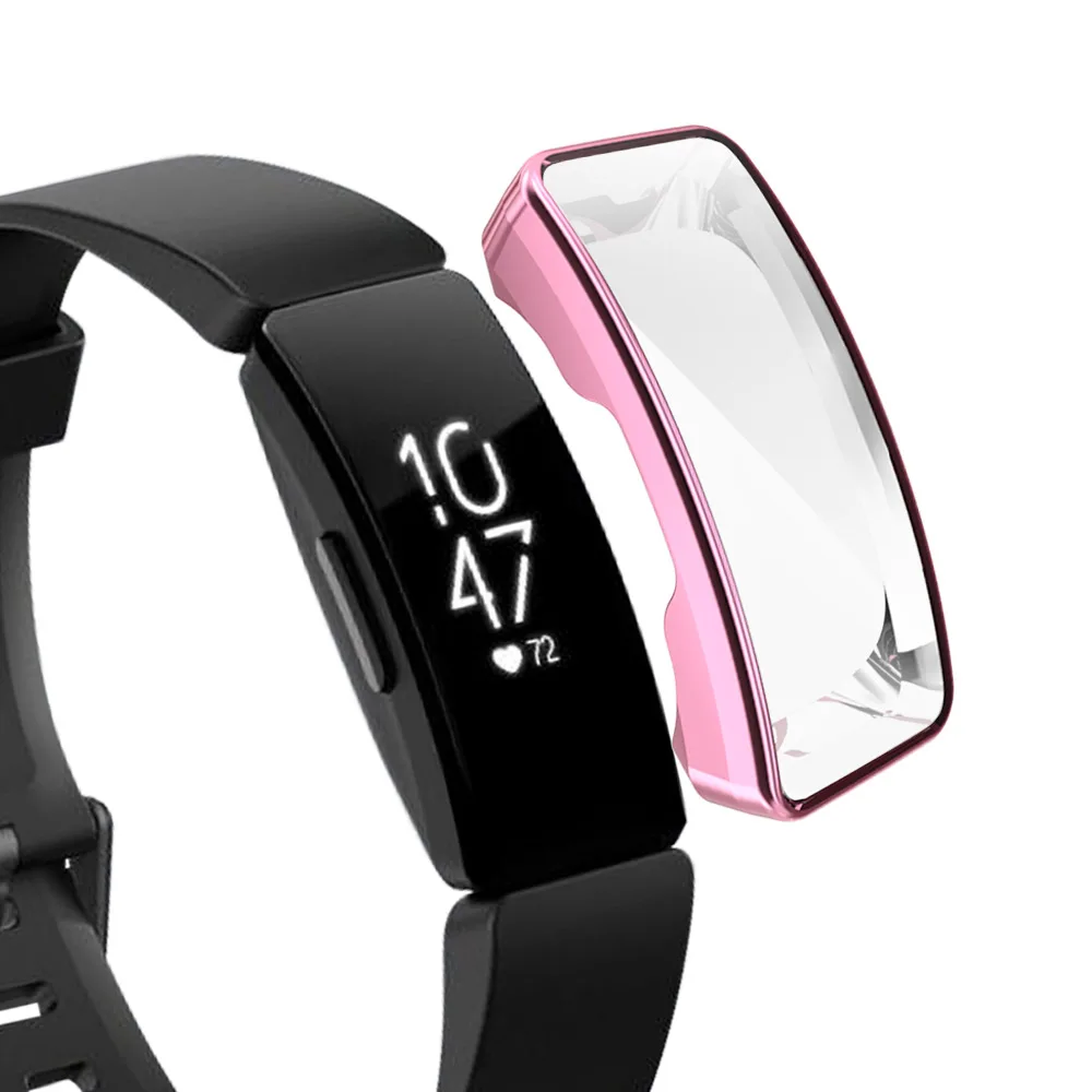 Розовый Мягкий чехол из ТПУ Для Fitbit Inspire, 10 цветов, чехол для часов, защита экрана, аксессуары для умных часов, для Fitbit Inspire Hr - Цвет: Розовый