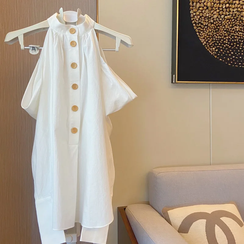 

2021 summer new shirt female design sense niche French western fashion long-sleeved top