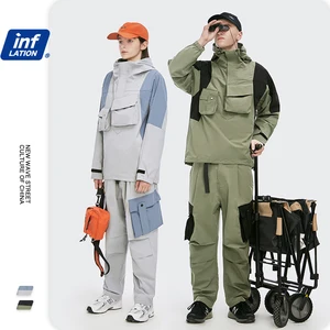 Спортивный костюм мужской в стиле Харадзюку, Свитшот-карго, тренд уличной одежды, ветровка, стиль хип-хоп, в стиле колор блок, 2020