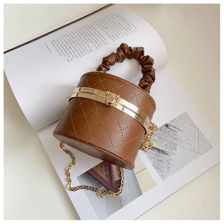 Новинка 2022 круглая сумка высокого качества из искусственной кожи плиссированная