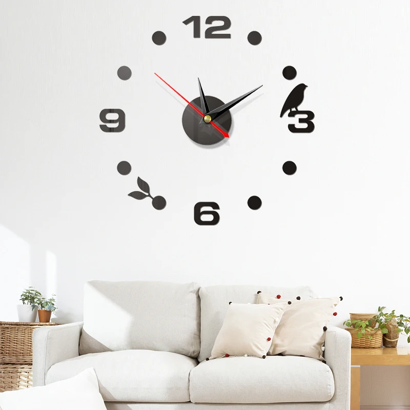 

DIY Wall Clock, Modern Wall Sticker Clock, Silent Home Office School Mirror Number Clock Decorations