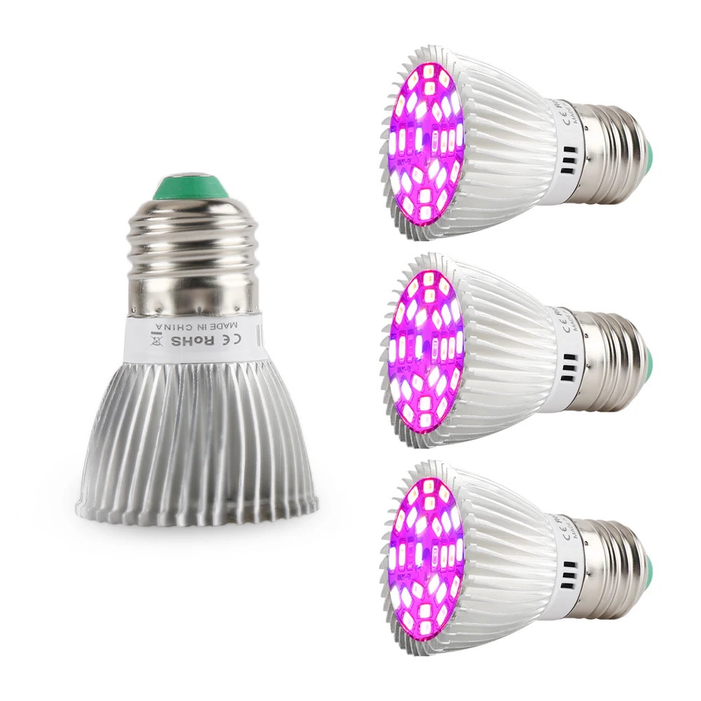 

(4/Pack) E27 28W LED Grow Light Full Spectrum Plant Lamp For Flower Hydroponics System Indoor Garden Greenhouse