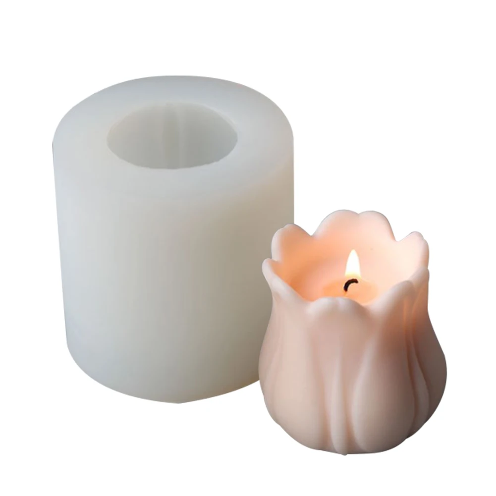 

3D Tulip Candle Mold Manual DIY Flower Soap Silicone Mold Aromatherapy Candle Soap Form Making Supplies Kitchen Accessories