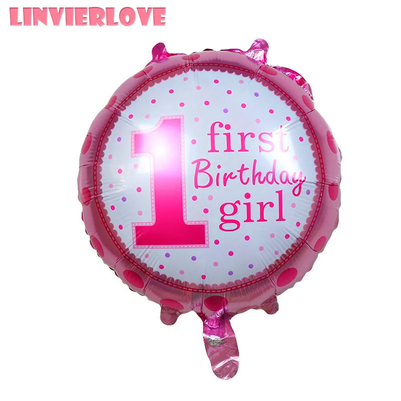 LINVIERLOVE 1 шт. розовый первый день рождения воздушный шар из фольги для детей