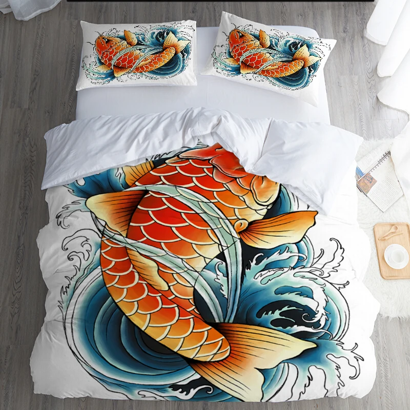 

Cartoon Big Fish Printing Bedding Set Queen King Twin Full Comforter Cover High Quality Duvet Cover Kids Adult Bedding Set