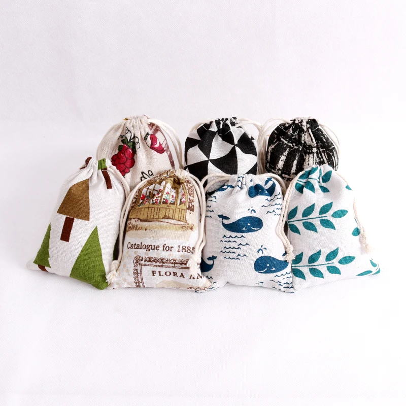 

Fashion 9*12cm 10pcs/Lot Beautiful Patterns Drawstring Jewelry Package Bags Gift Storage Cotton Bag Pouches High Quality