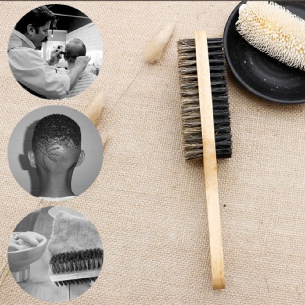 

Beard Brush Pig Mane Double Sided Wooden Handle Beard Styling Care Clean Trim Shaving Brush Tool