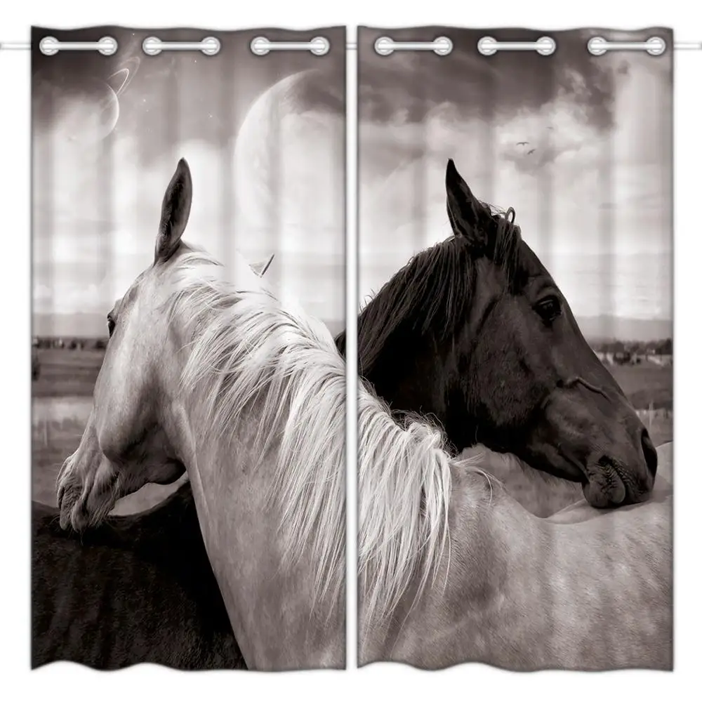 Hommomh затемненные шторы (2 панели) занавески для спальни черно белая