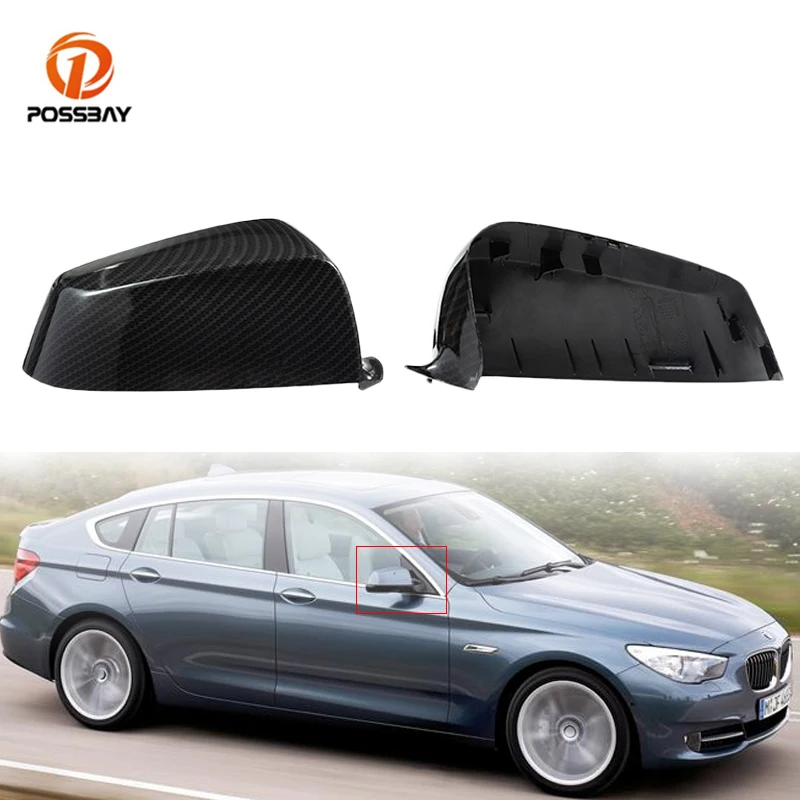 

POSSBAY Car Front Door Mirror Caps Carbon Pattern Look Rear View Mirror Covers for BMW 5-Series E60 LCI Sedan 2007-2010 Facelift