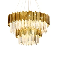 led postmodern stainless steel crystal gold silver suspension luminaire lampenpendant lamp pendant light for dinning room