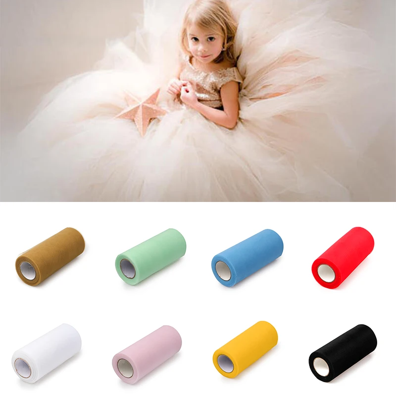 

25 Yards ×15cm Fabric Tutu Skirt Girl Baby Shower Decoration Party Supplies Tulle Roll DIY Organza Fabric Wedding Tulle Decor