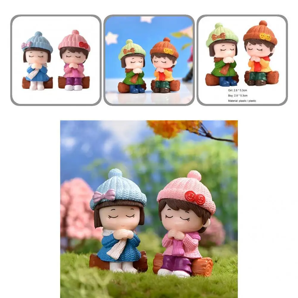 

Unique Miniature Statue Model Lightweight Hard to Fade Miniature Statue Decor Mini Figurine Decor 2Pcs/Set