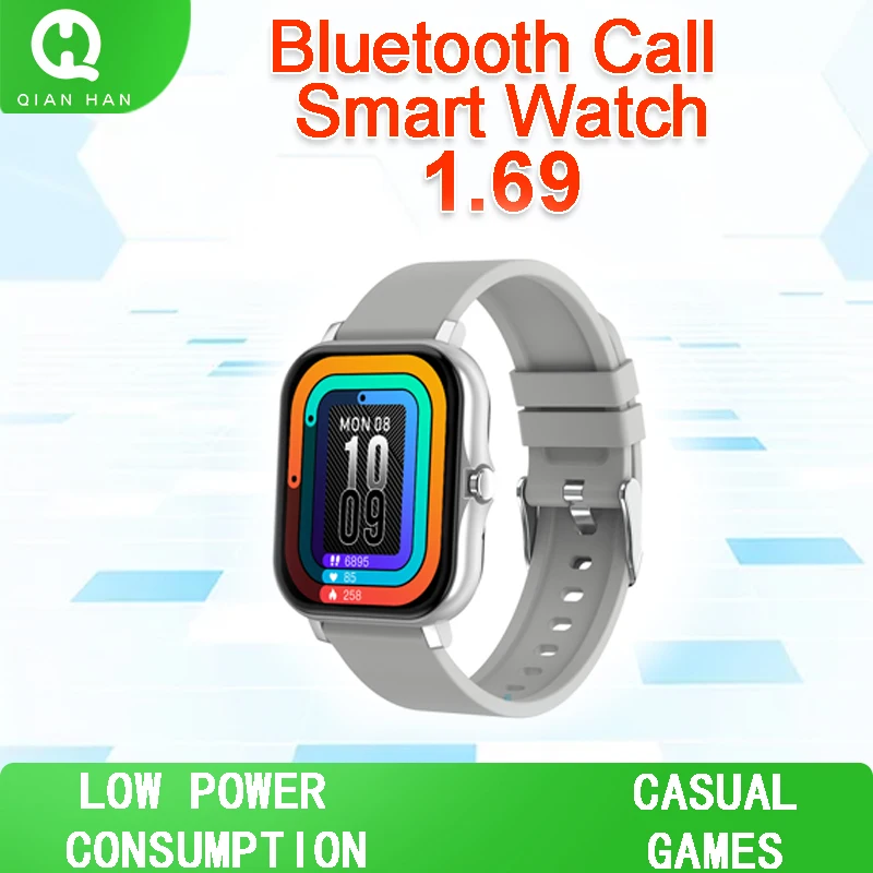 

Qian Han New Product 1.69 Color Screen Bracelet Heart Rate ECG Monitoring Exercise Pedometer H20 Bluetooth Call Smart Watch