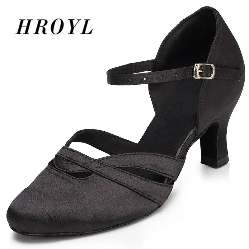 

Туфли HROYL женские для бальных танцев, туфли на каблуках для латиноамериканского Танго, бальных танцев, сальса с шелковым принтом, для свадеб...