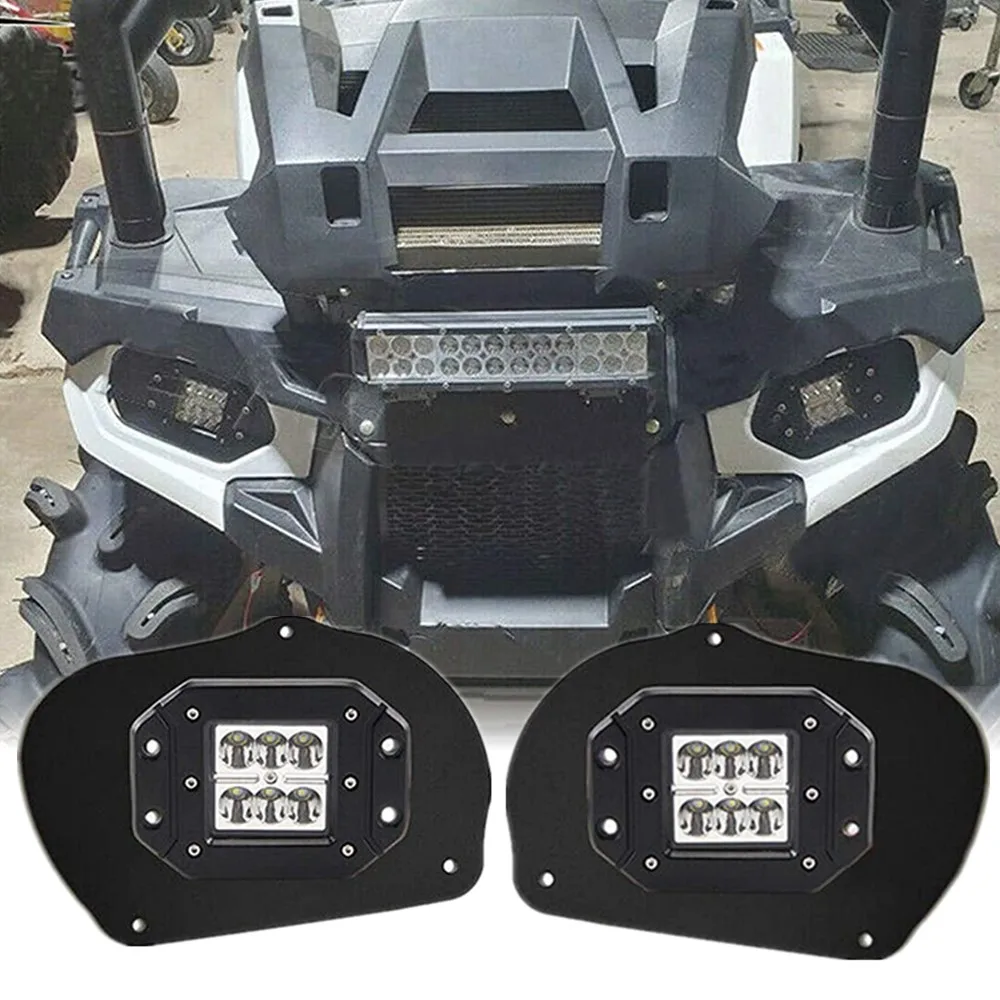 Fit for Polaris RZR 800 900XP Sportsman 1000 850 570 Headlight Mounting Brackets With Front 24W Led Work Lights Set
