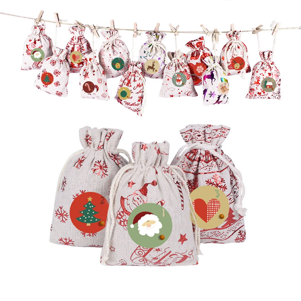 

24 шт., мешочек для конфет на рождественскую елку