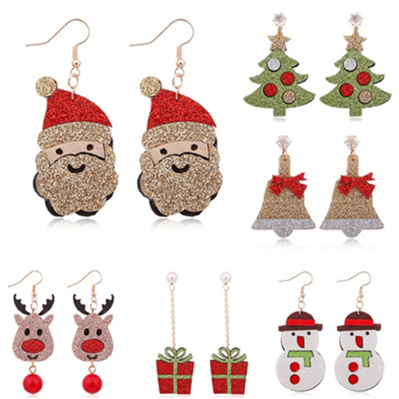 

Women Santa Claus Snowman Lovely Tree Bell Christmas Jewelry Christmas Earring For Women Kids Gifts New Fashion Wholesale