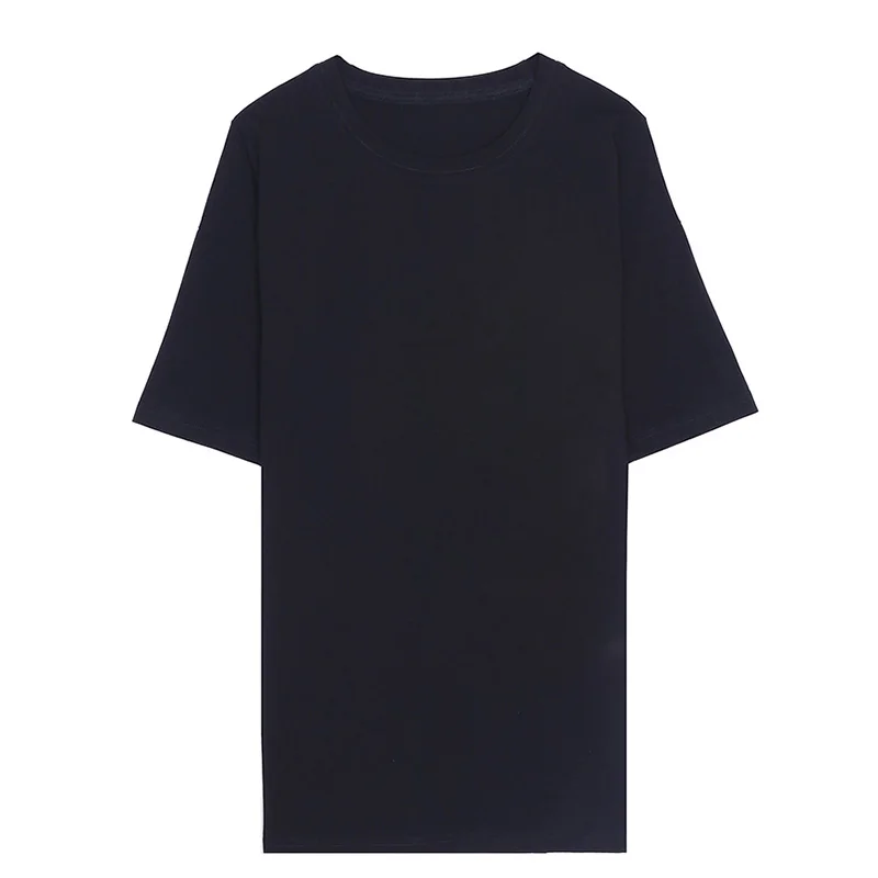 Женская футболка с коротким рукавом Sungtin Однотонная синяя свободная круглым