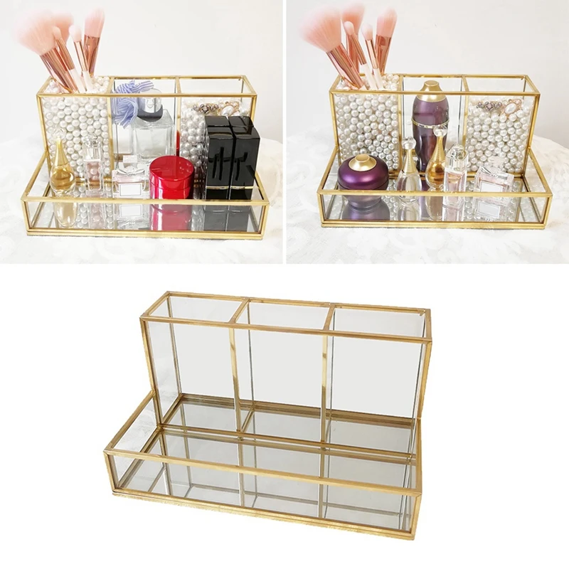

Metal Glass Decorative Cabinet Decorative Box Clear Drawer Storage Vintage Jewelry Organizer Cosmetic Storage Cabinet
