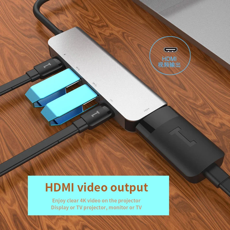 Высокая Скорость 5-Порты и разъёмы USB3.0 4K HDMI HDTV OTG USB-CAdapter Micro USB c PD зарядки Порты и разъёмы для смартфонов Apple Macbook Планшетные ПК ноутбука, настольного компьютера, аксессуары