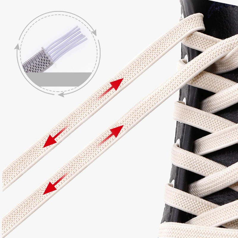 1 Pair No Tie Shoelaces Elastic Shoe laces Outdoor Leisure Sports Flat Shoelace For Kids And Adult Lazy Press Lock Boots Laces