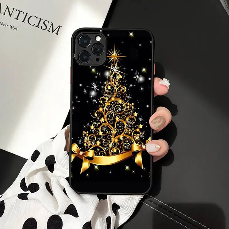 

Marry Christmas Holiday Tree New Year Phone Case For iphone 12 11 7 8 plus mini x xs xr pro max matte transparent cover