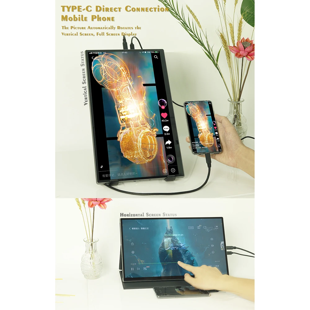 Автоматически вращающийся светодиодный сенсорный экран IPS интерактивный