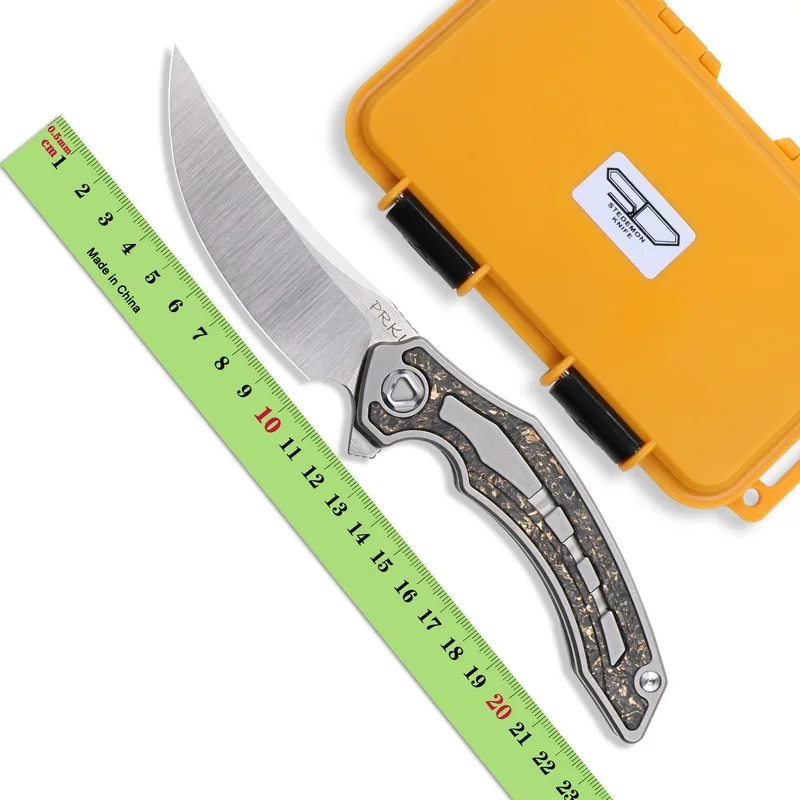 

NEW Stedemon PRKI Real CPM-S90V Blade Imported Carbon Fiber Titanium Folding Knife Hunt Tactical Outdoor Camp Pocket EDC Tool