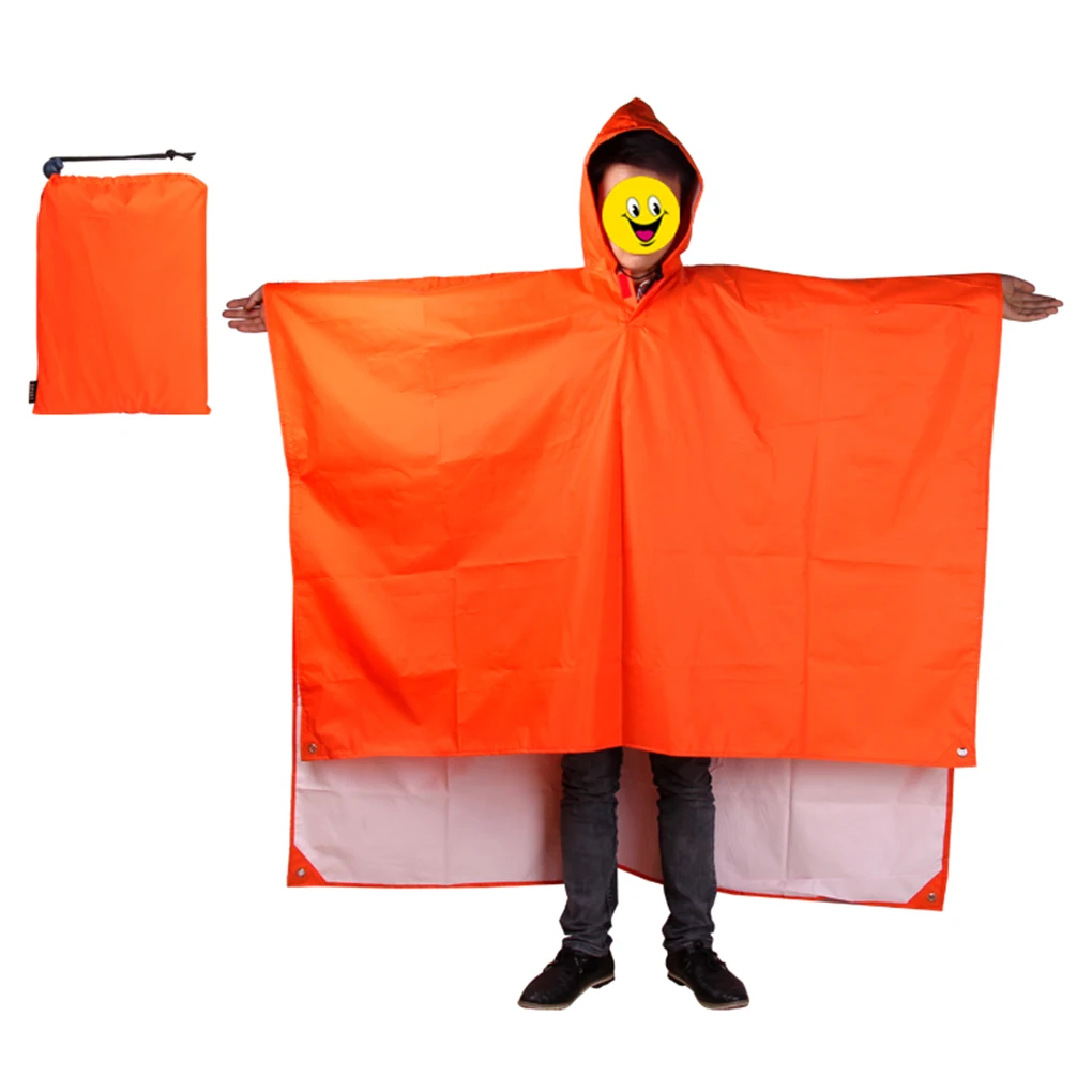 

1pc 3 In 1 Outdoor Raincoat Multifunctional Backpack Rain Cover Waterproof Tent Mat Awning Climbing Cycling Hiking Rain Coat