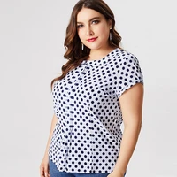2021 summer mom clothes short sleeve polka dot shirt blouse fashion ladies vintage elegant plus size womens tops