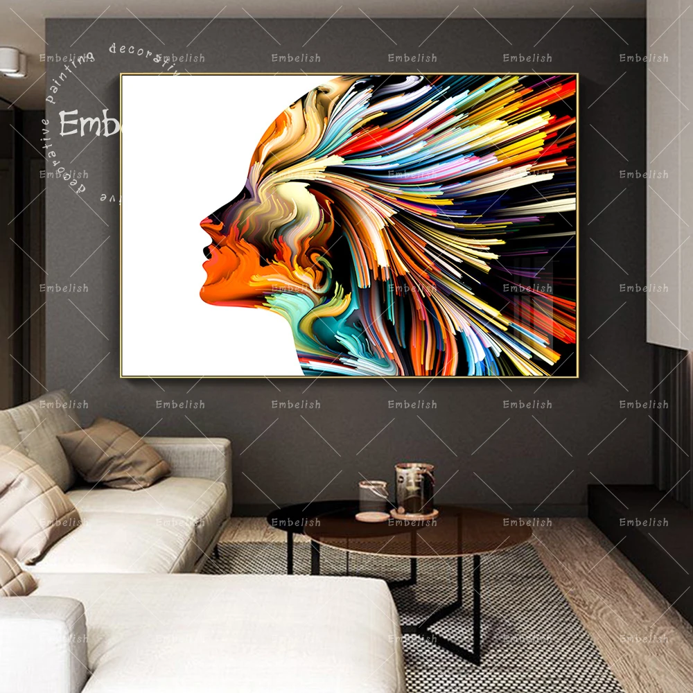 

Embelish New Design Abstract Colorful Head Modern Home Decor Pictures For Living Room Wall Art Posters HD Spray Canvas Painting