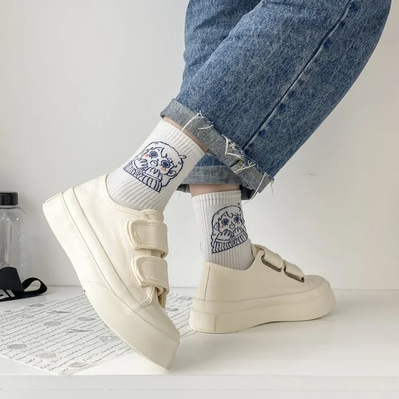 

2022 New Fashion Vulcanized Shoes Women Canvas Shoes White Shoes Lolita Single Shoes Lazy Ugly Cute Shoes Zapatillas Mujer