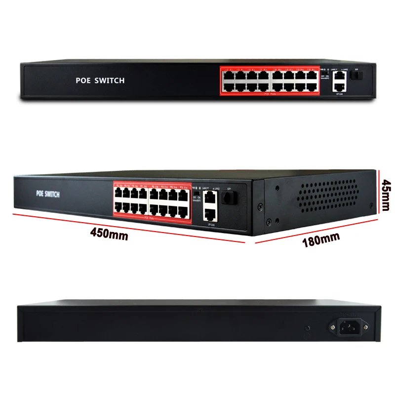 16 порт гигабитный коммутатор PoE с 10/100/1000 Мбит/с скорость передачи/Ethernet коммутатор для камер/AP со встроенным адаптером питания