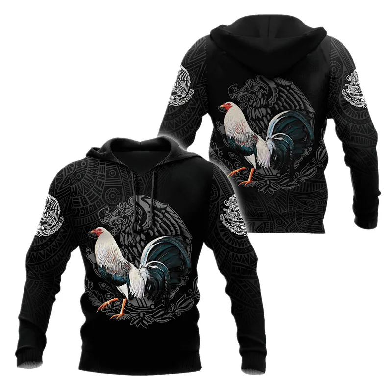 

Autumn and winter men's fashion zipper pullover 3D full print rooster pattern unisex casual top hoodie/sweatshirt apparel S-5XL