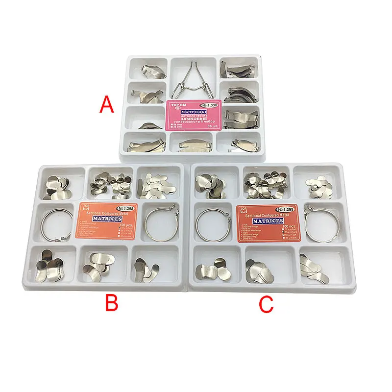 100 pcsbox Dental Sectional Contoured Matrices Matrix Bands with Springclip No1330 Dental Matrix Sectional Set