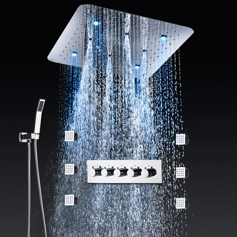 20 дюймов ванная комната смеситель для душа набор потолочный светодиодный