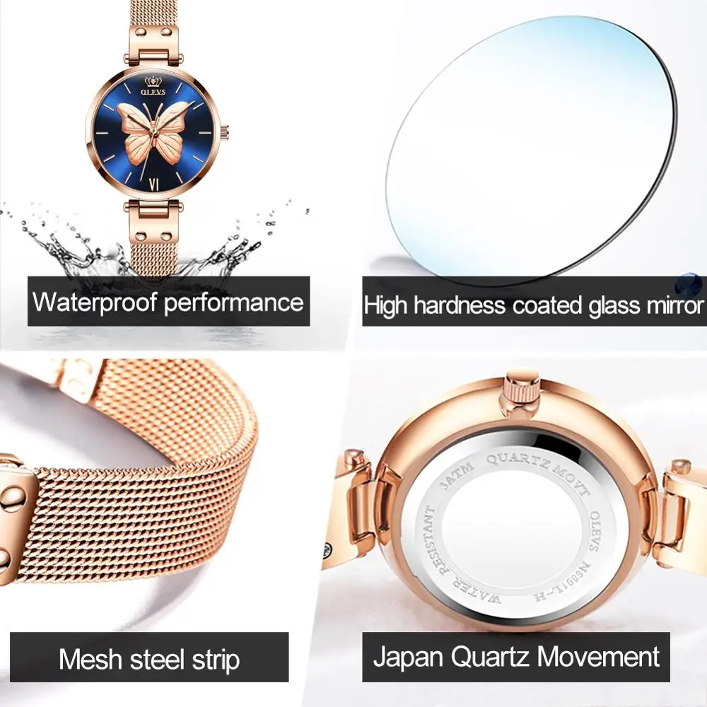 

OLEVS fashion temperament camouflage butterfly quartz watch High quality net red same style Women's waterproof watch
