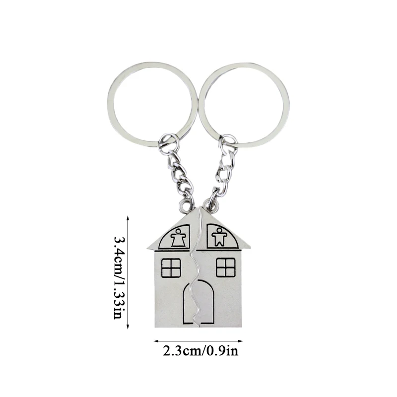 

1 Pair Souvenirs Couple Key Ring Love Home Gift Key Chains Valentine's Day Gifts Creative Fashion Warm House Bag Pendant