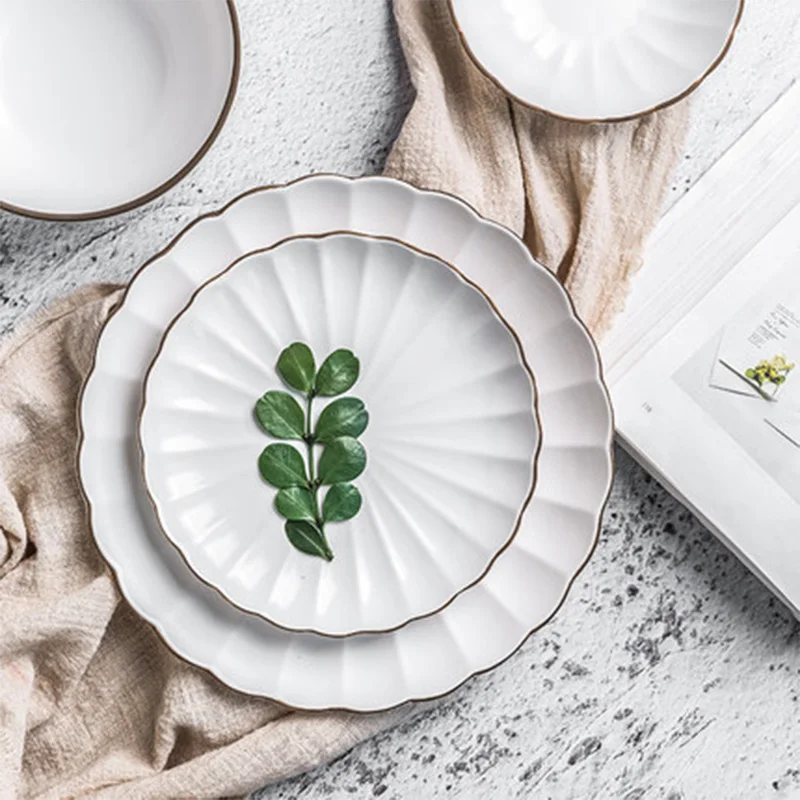 Европейская черная ручная работа белый цветочный тип керамическая посуда