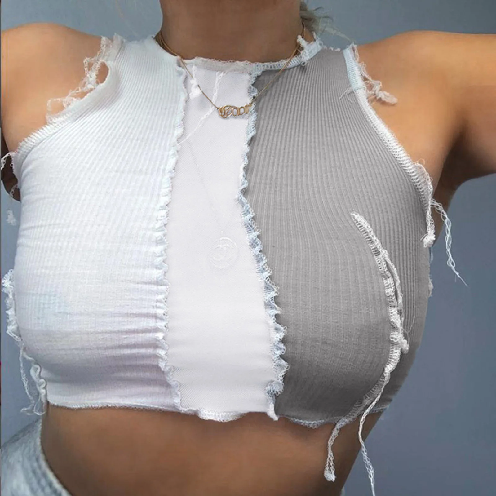 Повседневное женское платье с круглым вырезом и без рукавов Прозрачный сетчатый