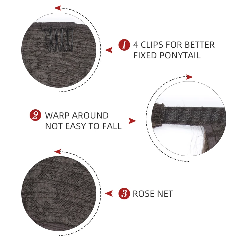 100% человеческие волосы конский хвост Бразильская машина Реми обертывание вокруг