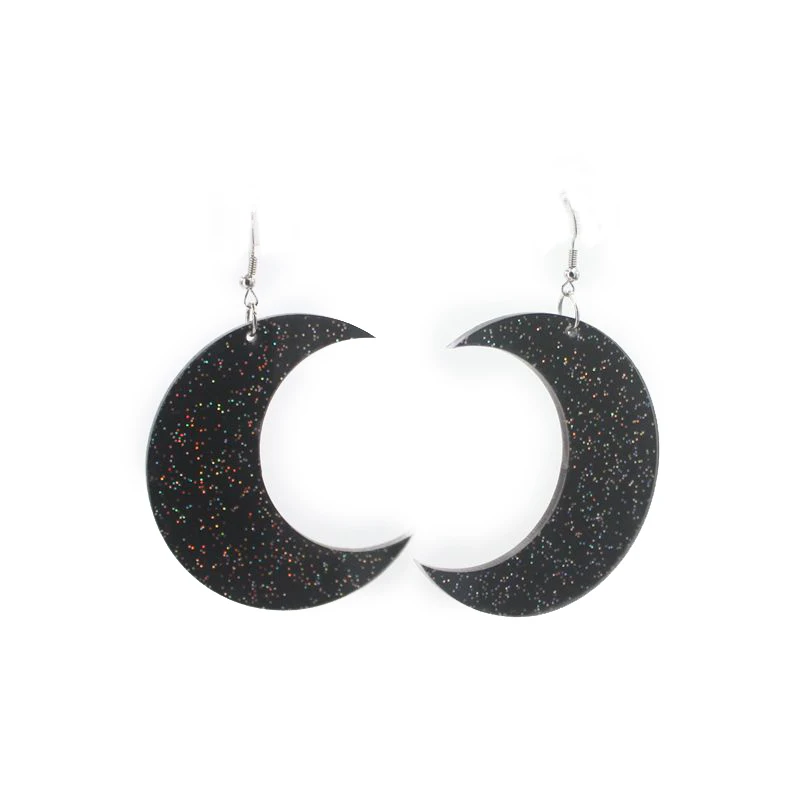 Женские серьги подвески в стиле хип хоп большие акриловые виде черной Луны и